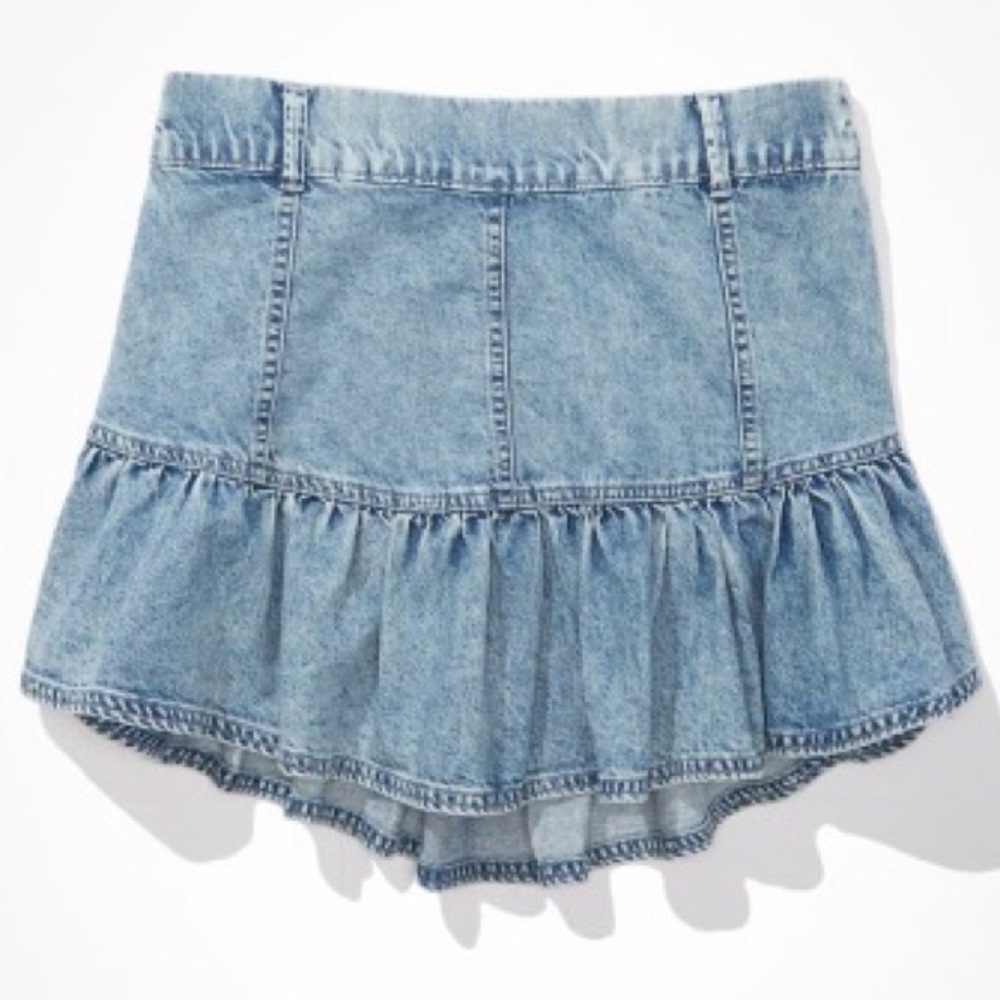 American Eagle Denim Ruffle Mini Skirt